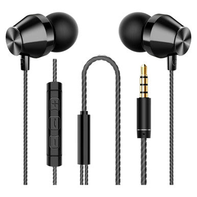 Parrot Wired Earphones CT3014, Black in-Ear Wired Earphones with a Built-in Controller and Gold-Plated 3.5 mm Audio Jack for High-Quality Sound.