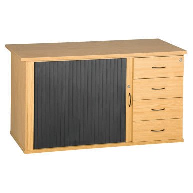 Pedenza Roller Door, 4 Drawer in Oak Melawood