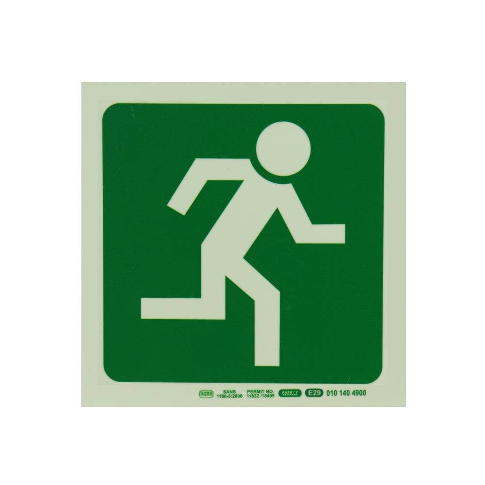 Photoluminescent 190MM Safety Sign - E29-Running Man Facing Right