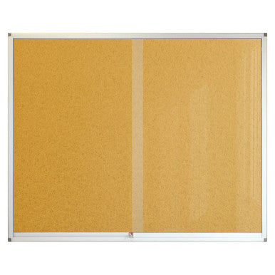 Pinning Display Case, 1500 x 1200 mm Beige, Model BD3860F, Featuring a Large Cork-Board Surface with a Silver Metallic Frame.