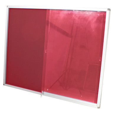 Pinning Display Case, 1500 x 1200 mm Burgundy Product with Transparent Glass Front and Aluminium Frame.
