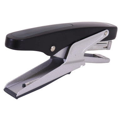 Plier Stapler 105*(24/6 26/6), Black, Holds 20 Pages, Model ST2078B, Image Showing the Side View of the Stapler with Ergonomic Design and Metal Base.
