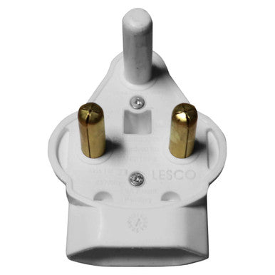 Plug - RSA Twin Euro Adaptor, White Electrical Power Plug with Two Gold-Plated Prongs and One Round Grounding Pin