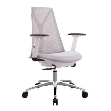 Sayl Replica High-back Office Chair by 67, a Sleek Adjustable Office Chair with a Mesh Back, White Seat, and Black Accents, Featuring a Sturdy Silver Base with Black Wheels, Showcasing Ergonomic Design and Modern Aesthetics.
