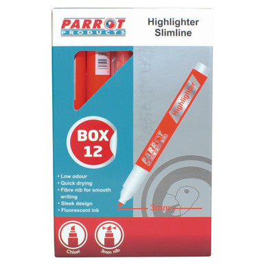 Highlighter Marker Slimline (Box of 12 - Orange)