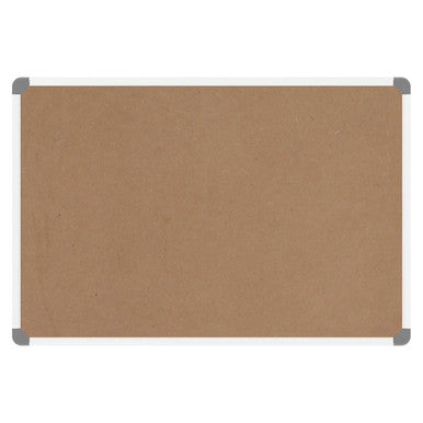 Slimline Non-Magnetic Whiteboard (900 x 600 mm) BD1525, Image of a Rectangular Whiteboard with a Cork Surface and Aluminium Frame, Designed for Office or Classroom Use.