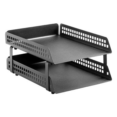 Square Punch Steel Two-Tier Letter Tray