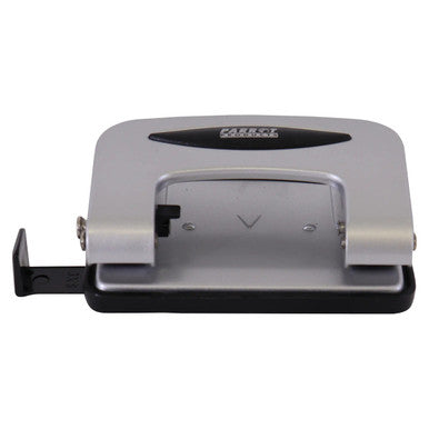 Steel Hole Punch (10 Sheets - Silver), Compact Silver-Coloured Metal Hole Punch with a Black Handle and Adjustable Punching Capacity for Paper.