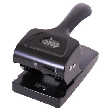 Steel Hole Punch (65 Sheets - Black), Black Steel Hole Punch with Ergonomic Handle and Adjustable Punching Mechanism.