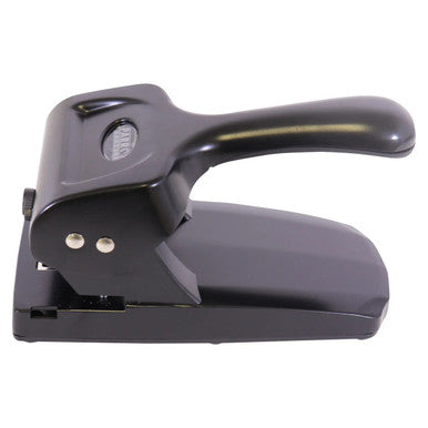 Steel Hole Punch (65 Sheets - Black), Close-Up Image Showing the Black Metal Hole Punch with Ergonomic Handle and Durable Construction.