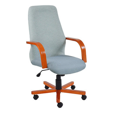 Tammy High-back Office Chair by 67, Featuring a Light Grey Seat and Backrest, Orange Wooden Arms and Base, and Black Castors, Perfect for South Africa Office Supplies, Offering Comfort and Style for Professionals.
