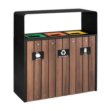 Three Division with Wood Cladding. Includes Bin Liners