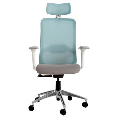 Tide Mesh High-back Office Chair Sac-HCH-Tid-Wh, Ergonomic Office Chair with Mesh Backrest, Adjustable Headrest, Armrests, Cushioned Seat, and Five-Wheel Base for Mobility.