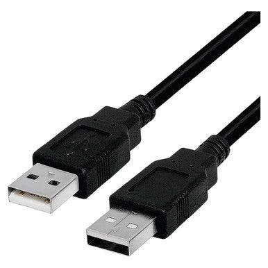 USB 2.0 (a Male to a Male) Cable, 1.8 Metres Long, Black Colour with Rectangular Connectors on Each End for Data Transfer and Device Connectivity.