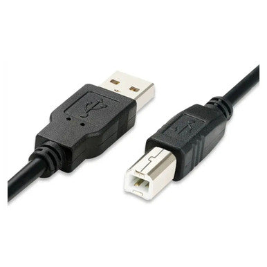 USB 2.0 Am to Bm Cromo Cable 2 Metres, Black and White Connectors with a 2-metre Length for Connecting Devices.