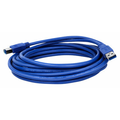 USB 3.0 a Male to Male B 5 Metres Cable, Blue USB 3.0 Connecting Cable with Male a and Male B Connectors for High-Speed Data Transfer.