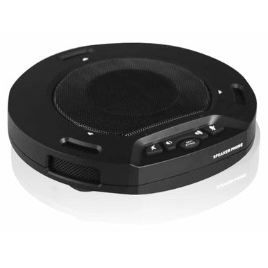67 Brand Video Conference Wired Speaker/Microphone, a Black, Circular Device with Adjustable Volume Controls and a Sleek Design, Featuring a Wired Microphone for Clear Audio, Powered Through DC5V 500mA.