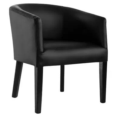 Vienna Tub Chair by Office Stock South Africa, Black Upholstery, Wooden Legs