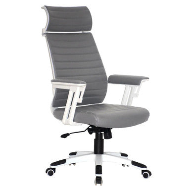 Grey Wallstreet High-back Office Chair by 67, Featuring a Durable Office Furniture Design with Adjustable Features, Sleek Silver Accents, and a Comfortable High-back Seat, Perfect for Ergonomic Support and Long Hours of Productivity.