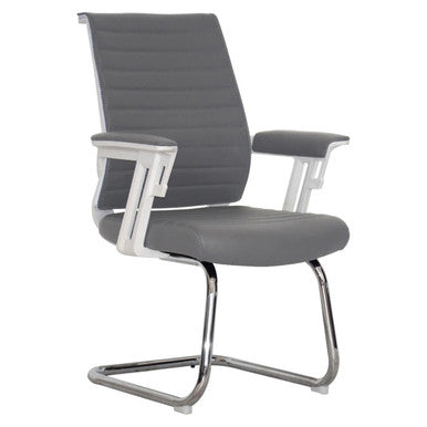Grey Wallstreet Office Chair with Padded Arms and Chrome Frame, Featuring a Sleek and Modern Design, Made by 67, Showcasing a Sturdy Base and Comfortable Seating for Visitors in a Stylish and Ergonomic Office Chair.