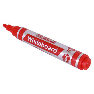 Whiteboard Markers, 10 Markers with Bullet Tip in Red Colour for Writing and Drawing on Whiteboards.