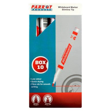Whiteboard Markers (10 Markers – Slimline Tip – Red)