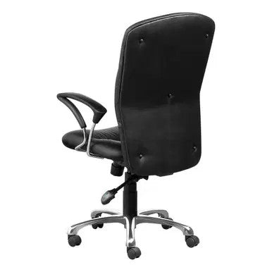Zelda High-back Office Chair by Office Stock South Africa, a Black Ergonomic Office Chair with Silver Accents and Wheels, Ideal as an Office Chair for Home or Workspace, Featuring a High-back and Adjustable Armrests.