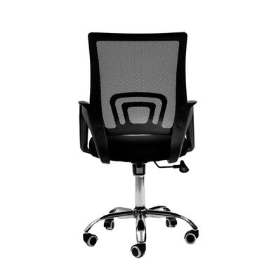 Zira Operators Chair, Ergonomic Office Chair with Black Mesh Back and Adjustable Height, Chrome Base and Wheels.