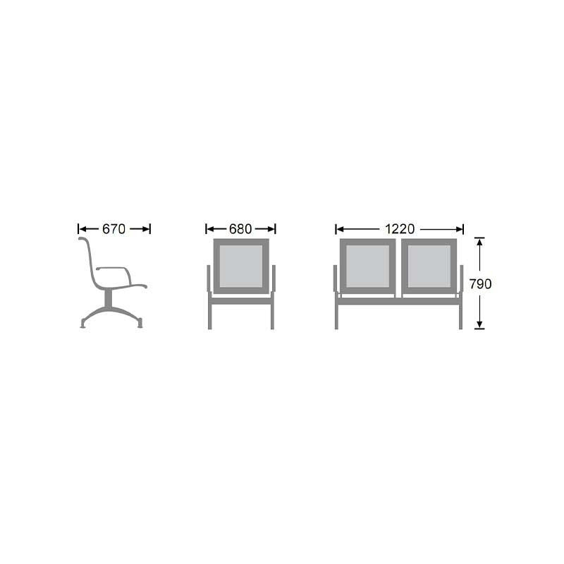 Airport Bench Stainless Steel One Seater