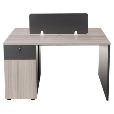1200 mm Modern Double Desk with Privacy Screen and Pedestals, Designed for Office Workstations with a Privacy Panel and Lockable Pedestals for Personal Storage.