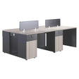 1200 mm Modern Double Desk with Privacy Screen and Pedestals, Modern Office Workstation with Dual Work Surfaces, Privacy Screens, and Storage Pedestals.