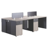 1200 mm Modern Double Desk with Privacy Screen and Pedestals, Modern Office Workstation with Dual Work Surfaces, Privacy Screens, and Storage Pedestals.