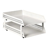 Square Punch Steel Two - Tier Letter Tray