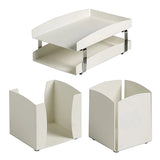 Life Steel Desk Set: Two - Tier Letter Tray, Paper Cube Holder & Pencil Cup