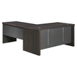 1600 mm Straight Desk Shell with Optional L-Extension, Modern Office Workspace Desk with Dark Wood Finish and Grey Accents.