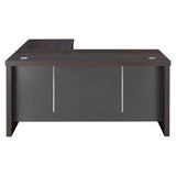 1600 mm Straight Desk Shell with Optional L-Extension, Modern Office Desk with Wood Finish and Grey Modesty Panel.