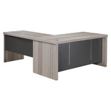 1600 mm Straight Desk Shell with Optional L-Extension, Modern Office Desk with Light Wood Finish and Dark Grey Panels.