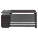 1600 mm Straight Desk with Fixed Pedestal, Modern Office Furniture in Dark and Grey Finish, Includes a Spacious Work Surface with a Built-in Cable Management Port, and a Fixed Pedestal for Storage.