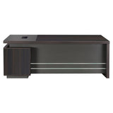1600 mm Straight Desk with Fixed Pedestal, Modern Office Desk Featuring a Sleek Dark Wood Finish and Integrated Storage Cabinet