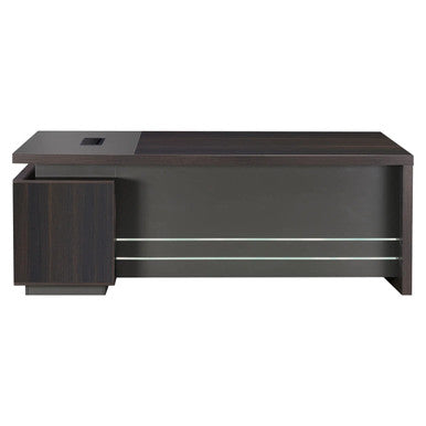 1600 mm Straight Desk with Fixed Pedestal, Modern Office Desk Featuring a Sleek Dark Wood Finish and Integrated Storage Cabinet