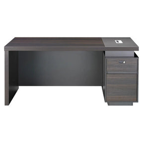 1600 mm Straight Desk with Fixed Pedestal FOF-OFD-M319, Modern Dark Wood Office Desk with Integrated Digital Control Panel and a Secure Locking Drawer.