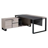 1800 mm Light Oak Executive Desk with Industrial-Style Steel Legs, Modern Office Furniture Featuring a Spacious Light Oak Wood Surface and Sturdy Black Steel Legs for a Sleek, Contemporary Look.