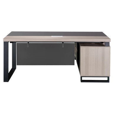 1800mm Light Oak Executive Desk with Industrial - Style Steel Legs