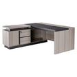 1800 mm Light Oak Executive Desk with Matching Fixed Credenza, Modern Office Furniture for Professional Workspaces.