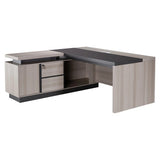 1800 mm Light Oak Executive Desk with Matching Fixed Credenza, Modern Office Furniture for Professional Workspaces.
