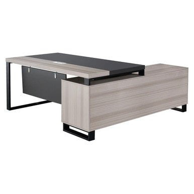 1800mm Light Oak Executive Desk with Industrial – Style Steel Legs