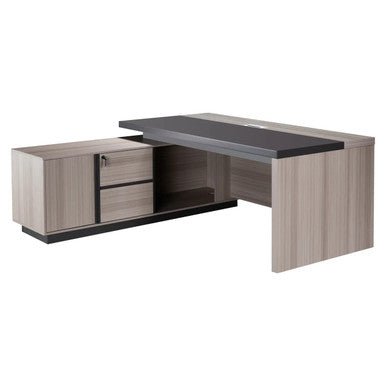 1800mm Light Oak Executive Desk with Matching Fixed Credenza