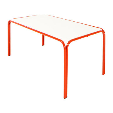Baby Table 1200 x 600 mm, White Top with Red Steel Frame