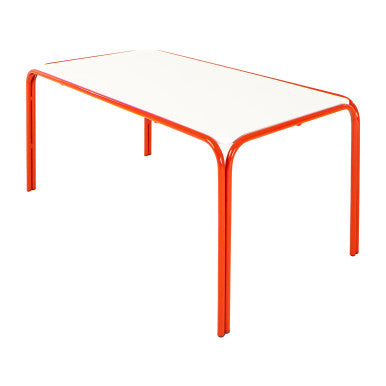 Baby Table 900 x 600 mm, White Top with Red Steel Frame