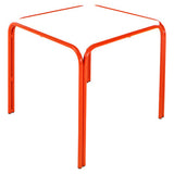 Baby Table 600 x 600 mm with white top, and red steel frame.